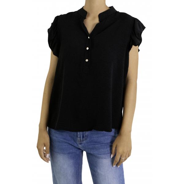 Blusa con volant e bottoni 